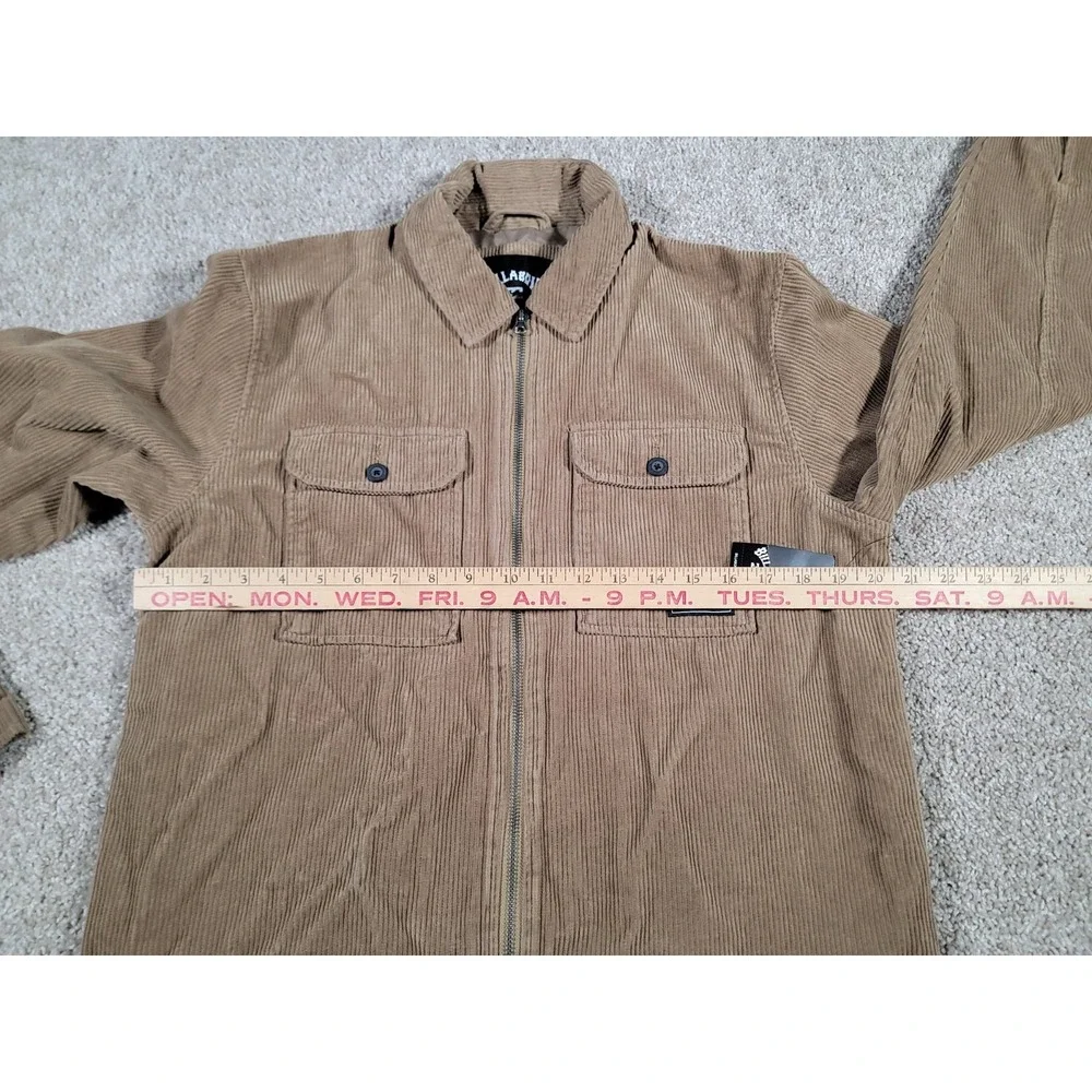 Billabong Corduroy Jacket Small Tan Mens Full Zip Skate Surf Pockets NWT $140